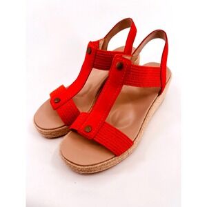 Vionic Calera Wedge Sandals Women's 9.5 Wide Orange Espadrille Platform NEW